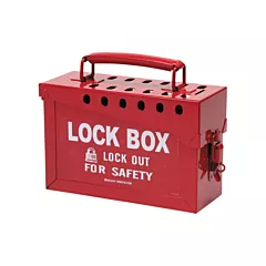 Brady Portable Metal Lock Box, 13 Max. No. of Padlocks, Red (65699)
