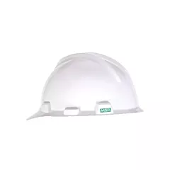 MSA Casque de sécurité V-Gard(MD) de style casquette, Rochet, Blanc, Non ventilé, ANSI type I, ANSI classe E/CSA classe E (477482)