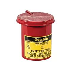 Justrite Mini bidons pour déchets huileux pour dessus d'établi, 0,45 gal. US, Rouge, Homologué FM (9410)