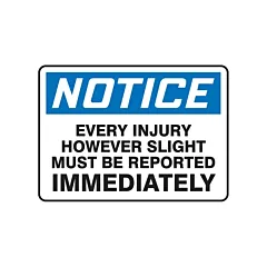 Accuform Signs Injury Reporting Sign