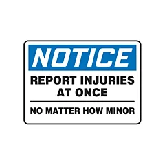 Accuform Signs Enseigne « Report Injuries »