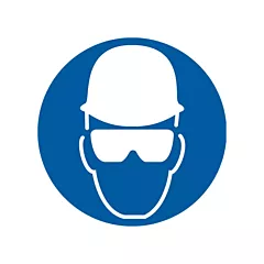 Accuform Signs Étiquettes de sécurité ISO obligatoire - portez une protection de la tête & des yeux