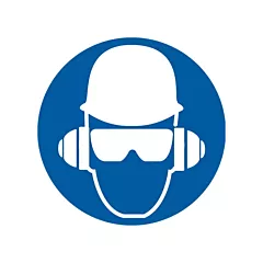 Accuform Signs Wear Head, Eye & Ear Protection ISO Mandatory Safety Labels
