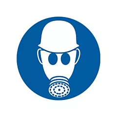 Accuform Signs Wear Respiratory & Head Protection ISO Mandatory Safety Label