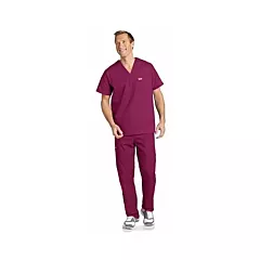 Unisex Burgundy Colour 7 Pocket Drawstring Scrub Set