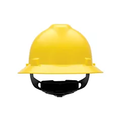 MSA Casques de sécurité à bordure complète V-Gard(MD), Rochet, Jaune, Non ventilé, CSA type 1/ANSI type I, CSA classe E/ANSI classe E (475366)