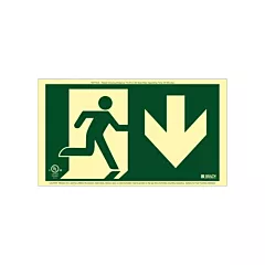 Brady BradyGlo® Running Man Exit Sign with Down Arrow