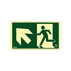 Brady BradyGlo® Running Man Exit Sign with Up Left Arrow, 8-1/2