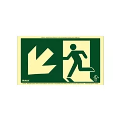 Brady BradyGlo® Running Man Exit Sign with Down Left Arrow, 8-1/2