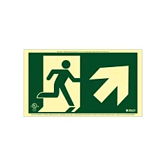 Brady BradyGlo® Running Man Exit Sign with Up Right Arrow, 8-1/2