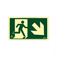 Brady BradyGlo® Running Man Exit Sign with Down Right Arrow, 8-1/2