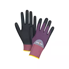 Zenith Safety Products ZX-2 Premium Coated Gloves, Large/9, 18 Gauge, Nylon, Nitrile/Foam Nitrile, 3/4 Dipped