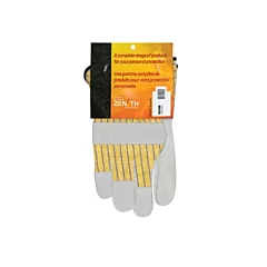 Zenith Safety Products Superior Double-Palm Fitters Gloves, Large, Cotton, Split Cowhide, Safety, Rubberized