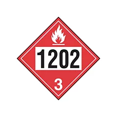 Incom Top Tape & Label Diesel Fuel & Fuel Oil TDG Placard, Adhesive Vinyl, 3 Class (TT300PS1202)