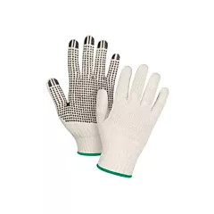 Zenith Safety Products Lightweight Dotted String Knit Gloves, Medium, Poly/Cotton, Single Sided, 7 Gauge, Natural