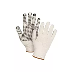 Zenith Safety Products Lightweight Dotted String Knit Gloves, Large, Poly/Cotton, Single Sided, 7 Gauge, Natural
