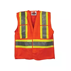 Viking Tear Away Safety Vest, High Visibility Orange, Yellow & Silver, 4X-Large/5X-Large, Polyester, CSA Z96 Class 2 - Level 2 (6135O-4XL/5XL)
