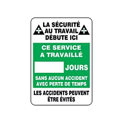 Accuform Signs Tableau d'affichage Write-A-Day « Jours sans accident »
