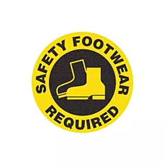 Incom Top Tape & Label Panneau de signalisation au sol « Safety Footwear », Plat, Anglais avec pictogramme, Vinyle, Adhésif (FS1026V)