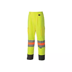 Pioneer Breathable Traffic Safety Pants, High Visibility Lime-Yellow, Silver/Orange, X-Small, Polyester (V1190260-XS)