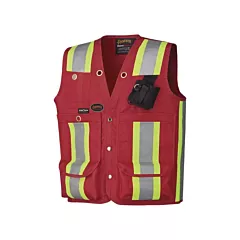 Pioneer Surveyor's / Supervisor's Safety Vest, Red, Yellow & Silver, X-Large, Polyester (V1010710-XL)