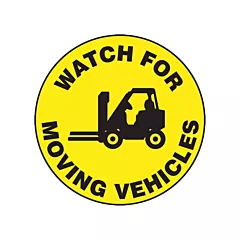 Accuform Signs Panneau de plancher « Watch For Moving Vehicles » Slip-Gard(MC), Plat, Anglais avec pictogramme, Vinyle, Adhésif (MFS743)
