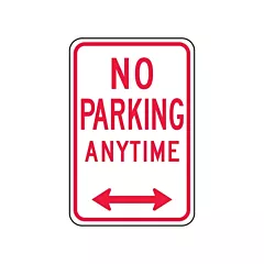 Accuform Signs Panneau d'interdiction de stationner en tout temps à flèche bilatérale, 18
