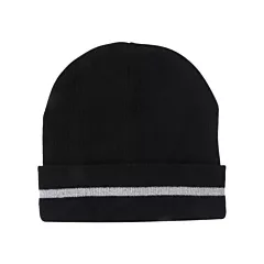 Zenith Safety Products Knit Hat with Silver Reflective Stripe, Acrylic, Unlined, Black, One Size