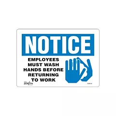 Zenith Safety Products Enseigne «Employees Must Wash Hands»