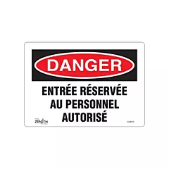 Zenith Safety Products Enseigne «Entrée Réservée Au Personnel Autorisé»