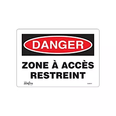 Zenith Safety Products Enseigne «Zone à Accès Restreint»