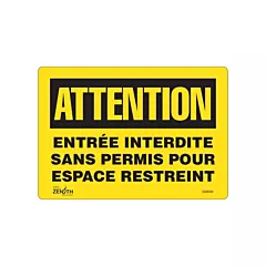 Zenith Safety Products Enseigne «Entrée Interdite Sans Permis»