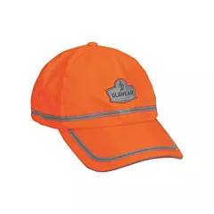 Ergodyne GloWear® 8930 High Visibility Baseball Cap, High Visibility Orange, Silver, Polyester (23238)