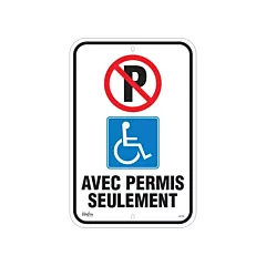 Zenith Safety Products Enseigne pour le stationnement «Avec Permis Seulement», 18
