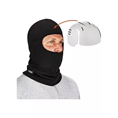 Ergodyne N-Ferno® Zippered Balaclava Face Mask with Bump Cap Insert, Fleece/Polyester, Black (16893)