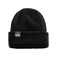 Ergodyne N-Ferno® Zippered Rib Knit Beanie Hat, Acrylic, Unlined, Black, One Size (16801)