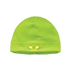 Ergodyne N-Ferno® Skull Cap Beanie Hat with LED Lights, Fleece, Unlined, High-Visibility Lime Green, One Size (16802)