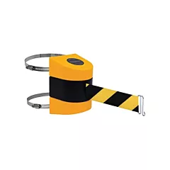 Tensator Tensabarrier® Barrier Post Mount with Belt, 24', Plastic, Black/Yellow, Black and Yellow, Blank (897-24-C-35-NO-D4X-A)