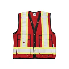 Viking Open Road® Surveyor Vest, Red, Lime-Green & Silver, Large, Polyester, CSA Z96-15 Class 1 - Level 2 (6165R-L)