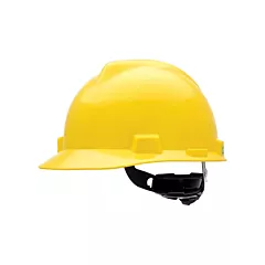 MSA V-Gard™™ Slotted Hard Hat, Ratchet, Yellow, Non-Vented, CSA Type 1/ANSI Type I, ANSI Class E/CSA Class E (477484)