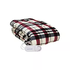 BIOS Linen Plaid Electric Throw Blanket, Polyester, Non-Medical (57107)