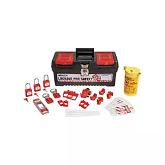 Brady Electrical Lockout Tagout Kit with Nylon Safety Lockout Padlocks in Toolbox, 33 No. of Components Included, Electrical (153670)