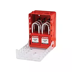 Brady Ultra Compact Group Lockout Box with Nylon Safety Lockout Padlocks, 7 Max. No. of Padlocks, Red (153675)
