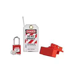 Brady BatteryBlock Forklift Power Connector Lockout with Nylon Safety Padlock, 3 No. of Components Included, Electrical (153676)