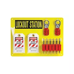 Brady Lockout Board with Keyed Different Nylon Safety Lockout Padlocks