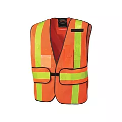 Pioneer Veste de sécurité polyvalente, Orange haute visibilité, Jaune et argent, Taille unique, Polyester, Aucune (V1030150-O/S)