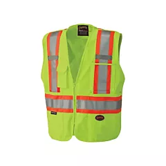 Pioneer Veste de Sécurité détachable en 5 points, Jaune lime haute visibilité, Orange et argent, T-petit, Polyester, CSA Z96 classe 2 - niveau 2 (V1021260-XS)
