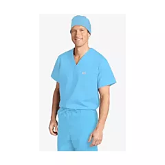 606T MOBB Unisex V-Neck Scrub Top (Men's View)-XL-Sky Blue