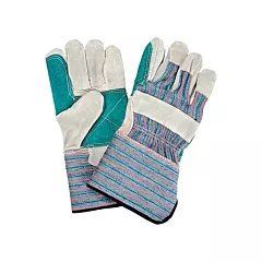 Zenith Safety Products Gants d'ajusteur de qualité standard à paume double, Grand, Coton, Cuir de vache refendu, Manchette, Caoutchouté