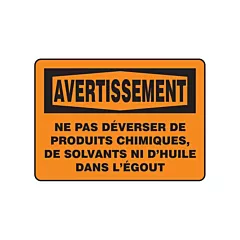 Accuform Signs Enseigne « Ne pas déverser de produits chimiques, de solvents ni l'huile dans l'égout »